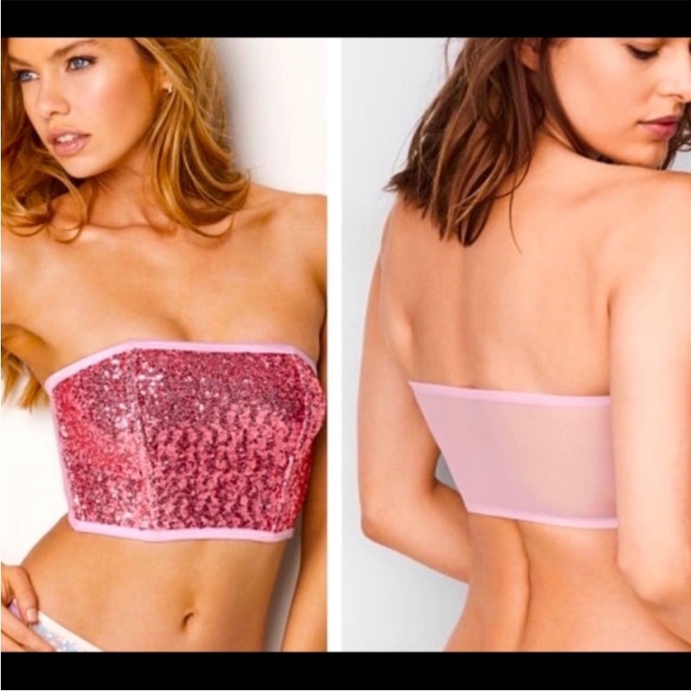 Victoria's Secret Pink Sequin Corset Crop Top